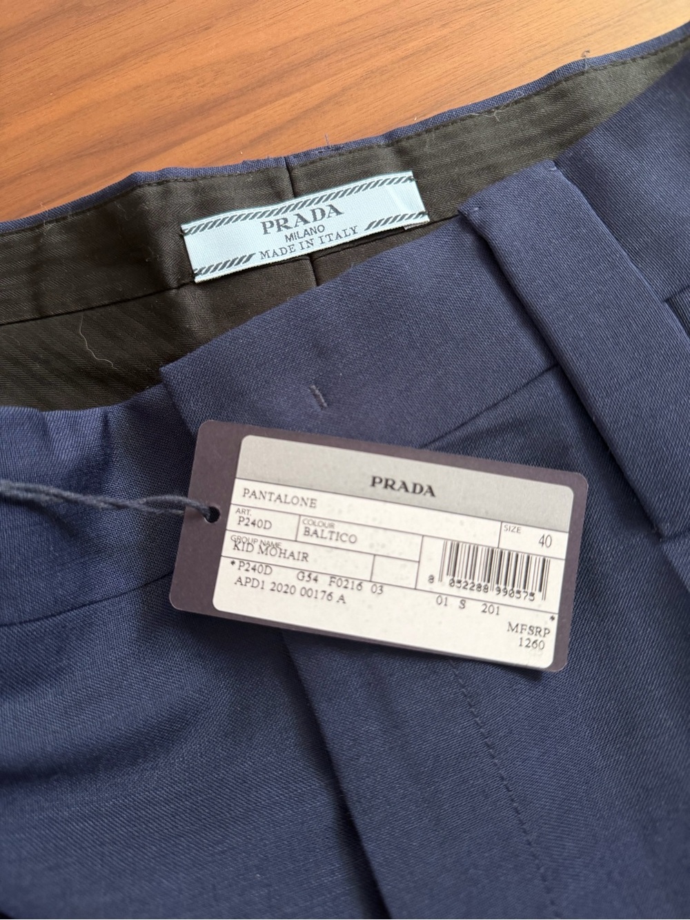 Prada Women’s Baltic Blue Dress Trousers